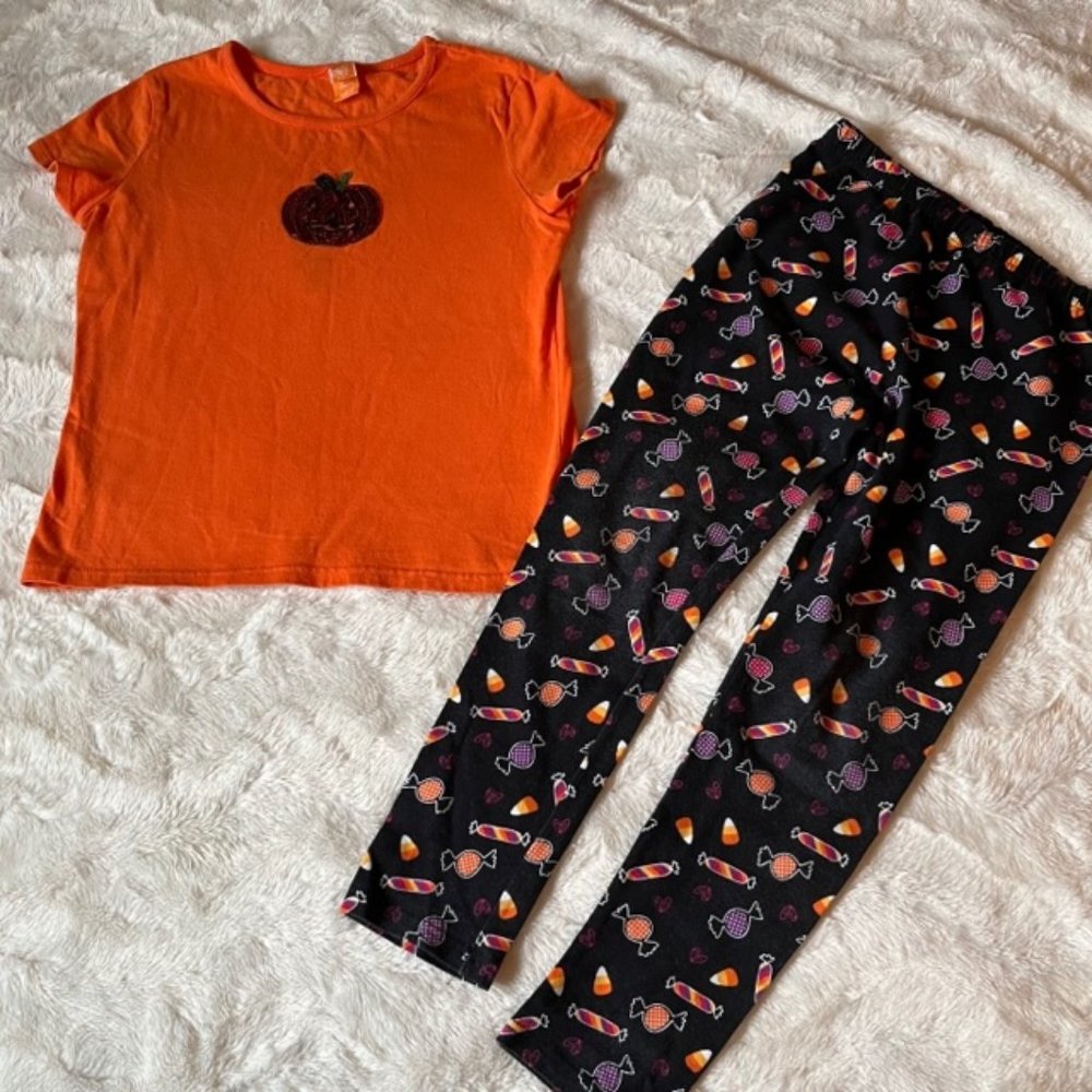 2/$30 Circo Halloween Sequin Pumpkin Shirt Candy Corn Pants Girls Size…